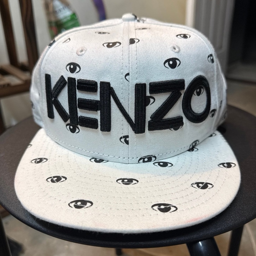 Kenzo Gray and Black Logo Cap 7 1/8 size